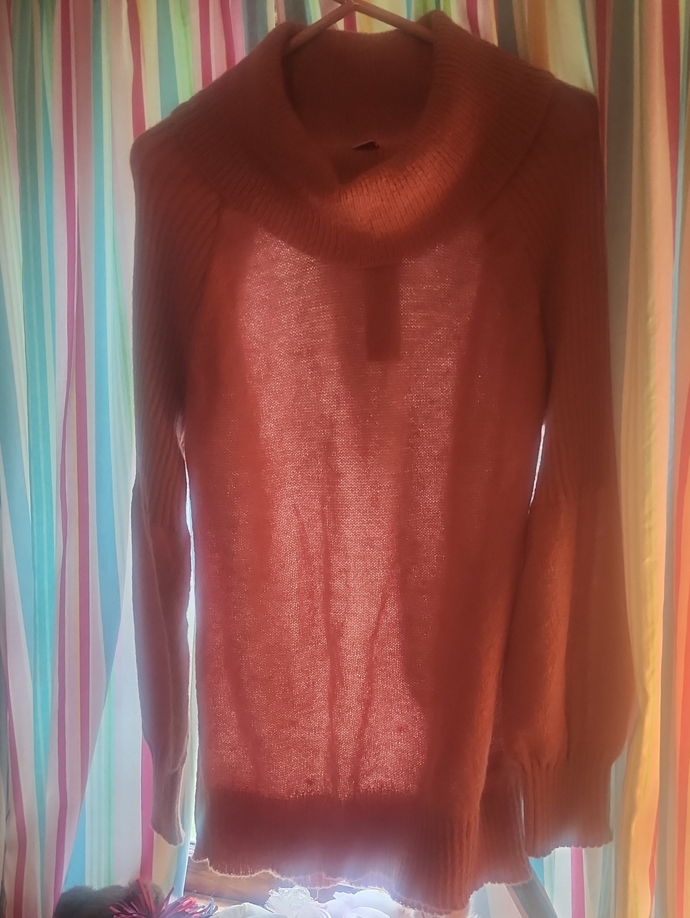 Women's Cowl Neck Sweater in Rust Orange
